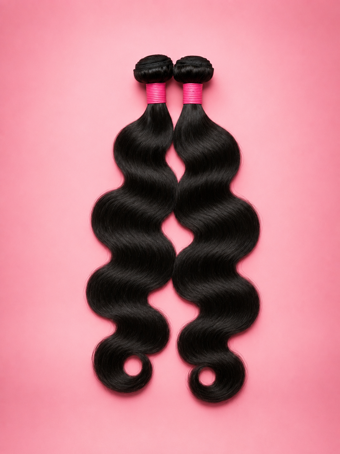 Virgin hair bundles on white backdrop